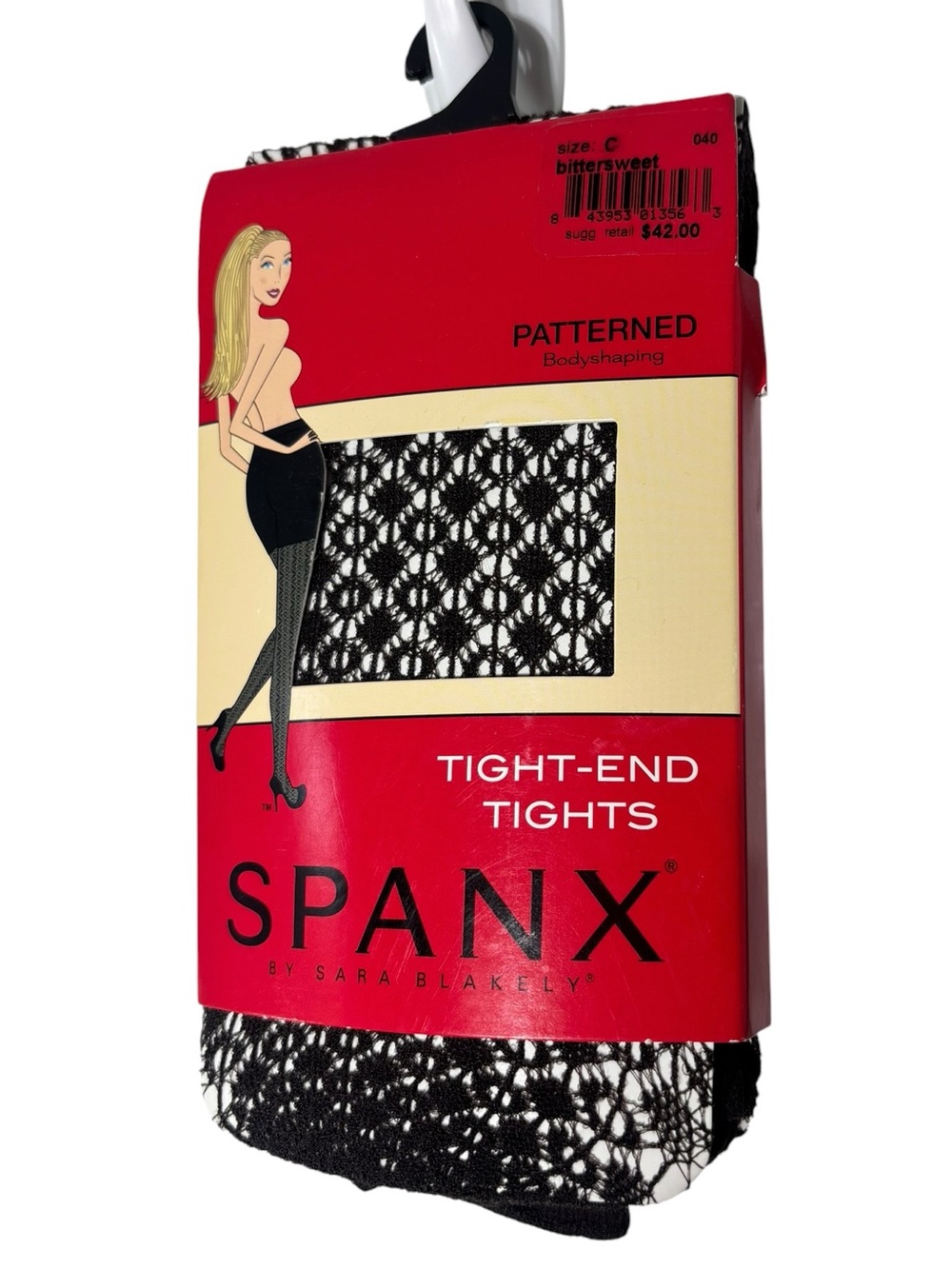 Spanx women’s tight end tights patterned body shaping fishnet bittersweet size c
